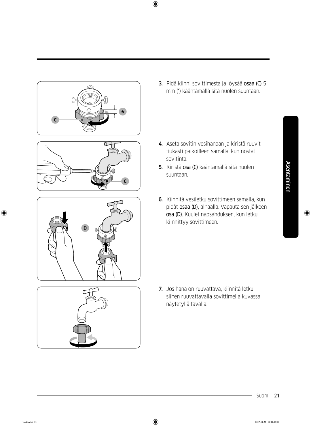 Samsung WW12K8402OW/EE manual Suomi 21  